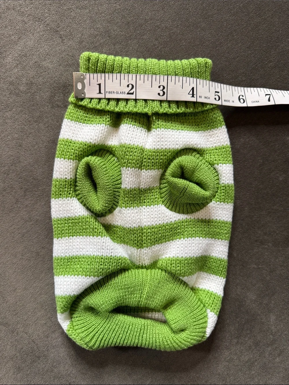 Green and White Striped Knit Pet Dog Cat Sweater Ribbed Turtle Neck Size M NEW